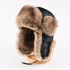 Mens Vintage Aviator Trapper Hat Thick Faux Leather Fur Earflap Russian Cap Warm