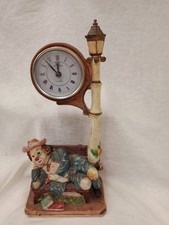 Rare Clown On Bench With Street Lamp Clock Figure By The Juliana Collection
