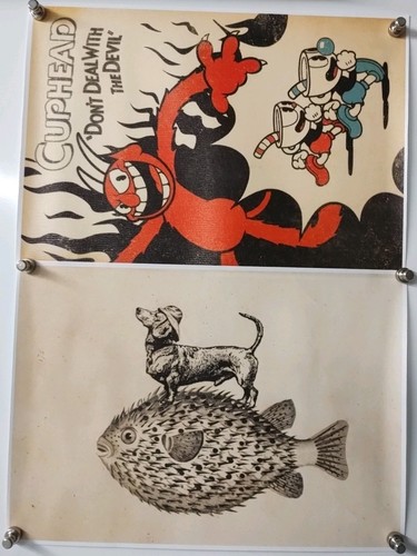 Weird dogfish cuphead canvas - &,