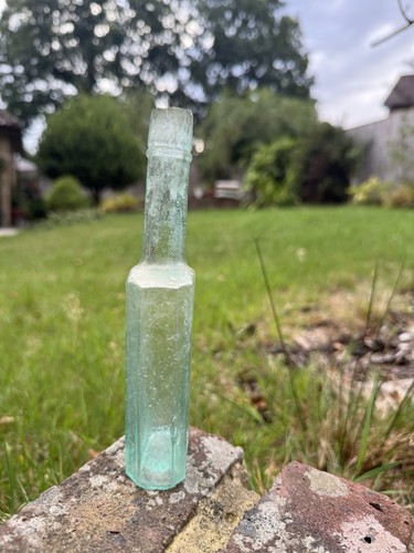 Lovely blue old glass bottle - old,