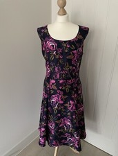 Laura Ashley Ladies Occasion Sleeveless Dress Floral UK Size 16 Navy Pink Purple