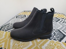 Worn Twice Womens Black Joules Stretch Sides Leather Chelsea Boots size 5 EU 38