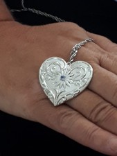 0.11 carat Tanzanite  Sterling Silver Milano Heart Pendant Charm