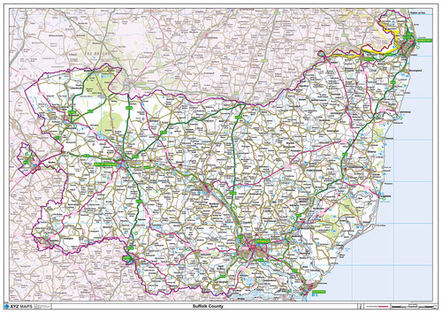 Suffolk ceremonial county map - suffolk,