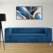 Two Seater Ikea KLIPPAN Sofa Quality Slipcover Replacement Cover Blue Velvet