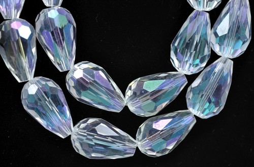 Glass crystal faceted - glass, teardrop