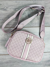 NEW River Island Pink Faux Leather RI Monogram Crossbody Bag Small