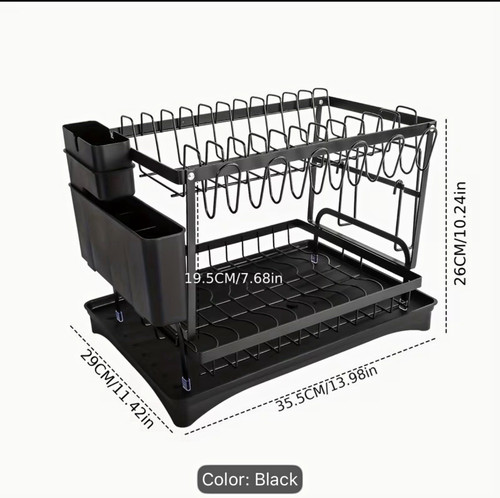 Black tier dish - 2-tier, rack
