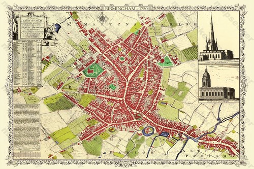 Old map birmingham - of, by