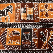 African picture batik cloth animal print Fabric 88x58"