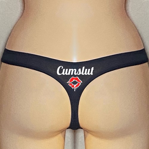 Cheeky cotton thong cumslut - cotton,