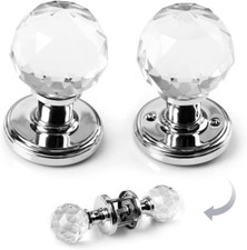 RAINZIN A Pair of 65mm Clear Crystal Glass Door Knobs Extra Large Kitchen Door