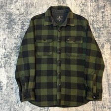 Mens Swanndri X Barkers Rare Wool Check Bush Shirt Overshirt Ranger Large Green