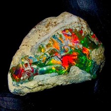 Ethiopian Opal raw, Black Fire opal rough, Natural opal gemstone 27.5Ct 29x20 mm