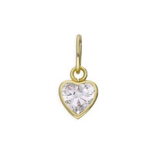 9ct Gold & Clear CZ Crystal Heart Charm