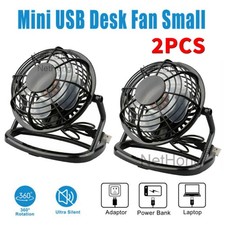 2 X Mini USB Desk Fan Small Quiet Personal Cooler USB Powered Portable Table Fan