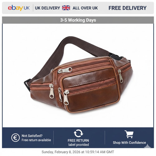 Large leather bum waist bag - large,
