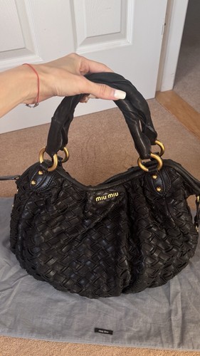Miu black woven leather - miu,