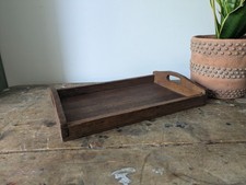 Vintage Antique Oak Wood Butlers Serving Tray with Handles Inset Prop Tea Drinks