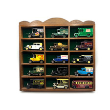 Vintage LLEDO Wooden wall hang Model Car display cabinet with 15 car models