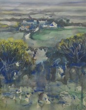 Glyn Macey Original Mixed Media Painting Road To Chysauster Cornwall Cornish Art