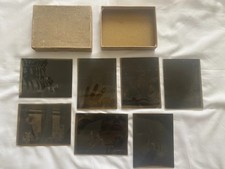 Box of 7 Vintage Photographic Glass Plate Negatives Antique Home Photos/People