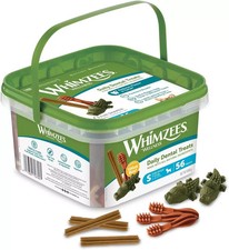 Whimzees Natural Dental Dog Chew Long lasting Variety Box Mixed Shapes SMALL 56