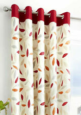 Beechwood Red Leaf Pattern Curtains Ring Top Eyelet & Cushion Covers Cotton