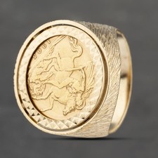 Second Hand Yellow Gold 1905 Half Sovereign Coin Ring 41201206