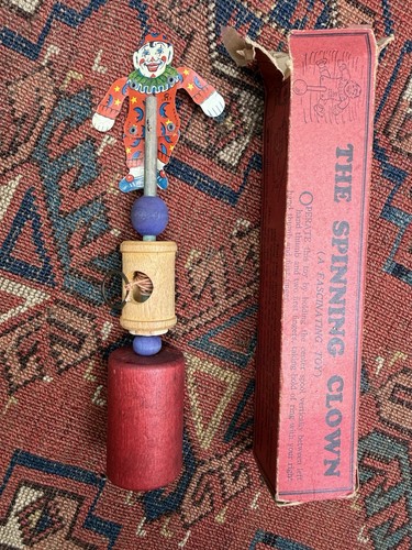 Vtg antique clown spinning - antique, toy