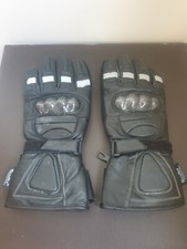 Crane Sports black motorcycle gloves -  Leather, TechTex,  Size 8