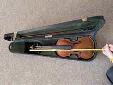 W.E. HILL & SONS "COFFIN" CASE WITH VIOLIN AND ACCESSORIES