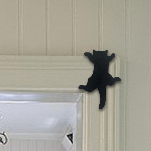 Wooden black cat door frame - black,