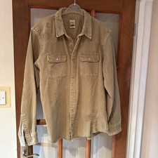 Zara Distressed Denim Shirt Jacket Men's Size XL Beige Over-shirt Shacket Casual