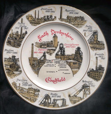 South Derbyshire Area Collieries Pit Plate, Edwardian Fine Bone China. Mining