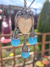 Sajen Style Bali Sleeping Goddess Silver 925 Gemstone Face Pendant Necklace