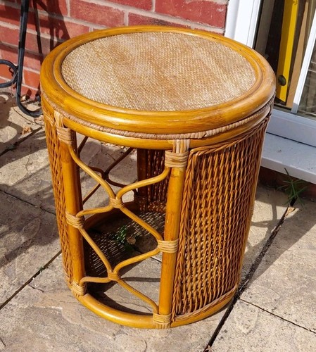 Vintage rattan bamboo side - bamboo,