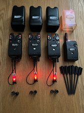 Delkim TXI+ bite alarms x 3 (all red LEDs) + RX Plus Pro Receiver + extras