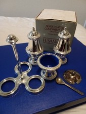 H. Samuel Vintage Silver Plated Condiment Set In Original Box Never Used