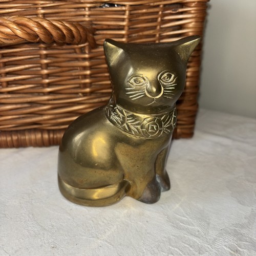 Vintage brass kitty - vintage, cat