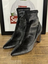 JIMMY CHOO Louella Ankle Boots Black High Stretch Booties Size EU 38.5 US 7.5.!!