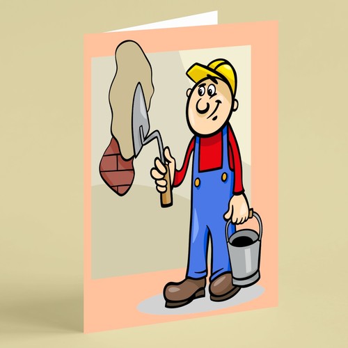 Handy man plastering birthday