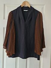 MASAI CLOTHING CO Black Top Small, Bust 36" 10 12 14 VGC Pleated Sleeves Autumn 