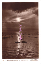 Moonlight Scene Morecambe Lancs Allen & Sons RPPC Postcard