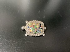 Unmarked Thomas L Mott Silver Tone Art Glass Turtle