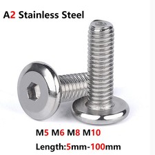 M5 - M10 A2 STAINLESS STEEL ALLEN FURNITURE FASTENER SCREWS HEX FLAT HEAD BOLT