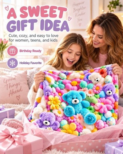 Plush teddy bear blanket - 3d,