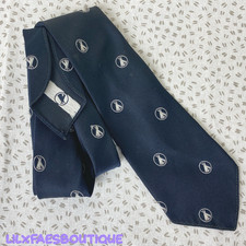 Vintage 1960s black/navy tie with teepees terylene tie