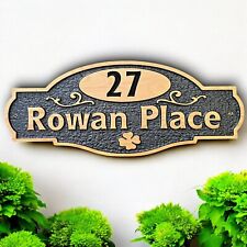 Personalised Oak Carved Wooden House Name Sign  Address Hinged Plaque Outdoor