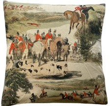 Horses Cushion Cover Dogs Hunting Season Foxes Greyhound Printed Fabric 20x20”